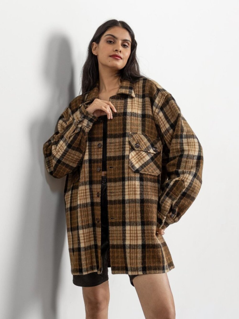 PLAID WOOL SHIRT Oversize Vintage / Large Xl